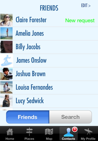 friends list on surf reporter app