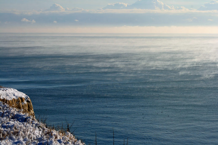 the steam coming off the sea