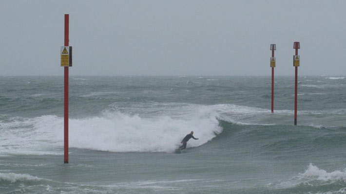 Surfing pipe at southwick